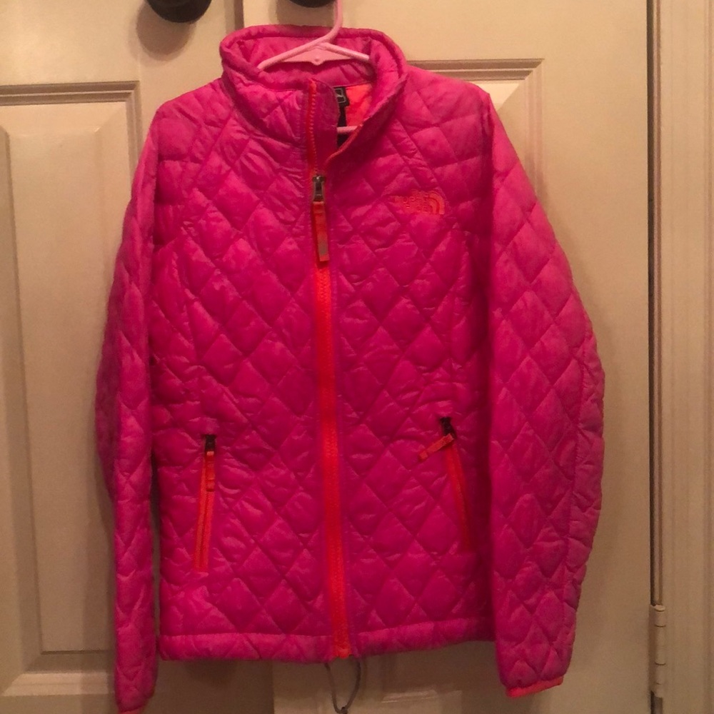 Pink North-face puffer, children’s small (7/8)